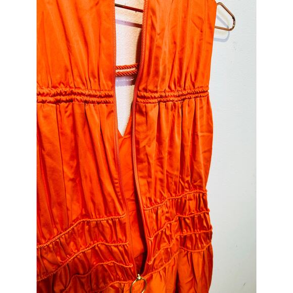 ROKSANDA x RTR Women's Orange Smocked Waist V-Neck Sleeveless Maxi Dress Size 4 - Picture 13 of 16